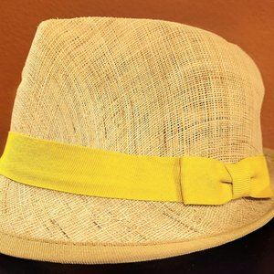 Lauren Ralph Lauren Straw Fedora with Yellow Band/Bow